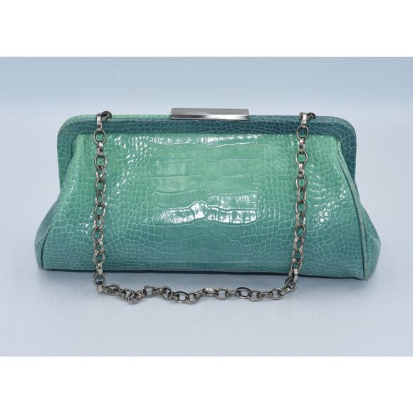 Adrienne Vittadini SAMANTHA Faux Crocodile Clutch Purse w Chain - Picture 1 of 9